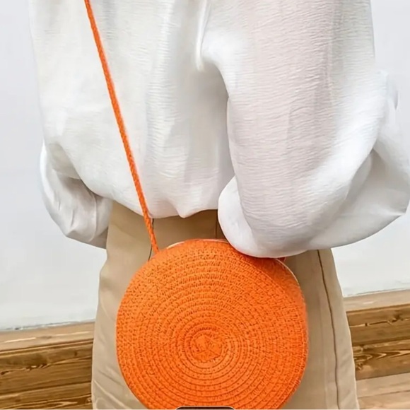 Round Woven Straw Mini Bags, Cute Style Paper Material Handheld Crossbody - Picture 4 of 5